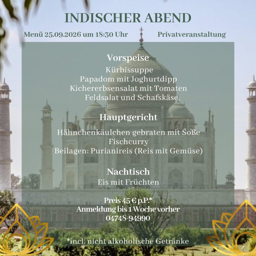 Indischer Abend 25.09.26