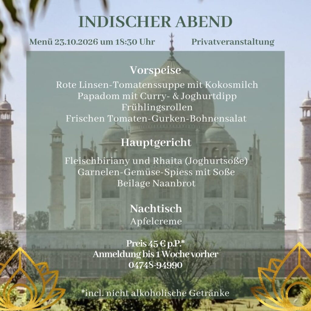Indischer Abend 23.10.26